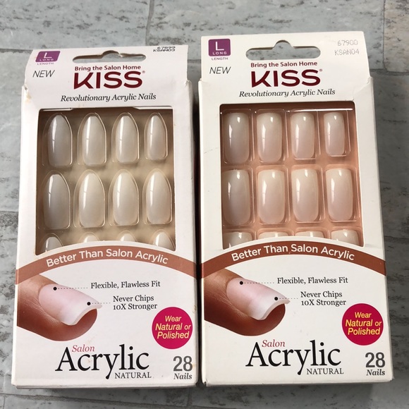 imPRESS Other - Kiss Long Length Salon Acrylic Natural Nails Kit Bundle Almond & Square Shape